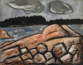 "After the Storm, Vinalhaven," 1938-1939, oil on Academy board, by Marsden Hartley. Bowdoin College Museum of Art. Gift of Mrs. Charles Phillip Kuntz 